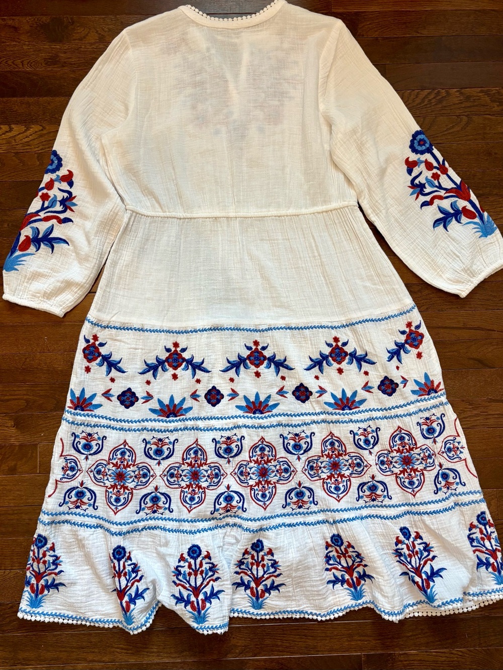 Soft Surroundings White Embroidered Midi Dress Boho 4th of July Americana - Picture 3 of 16